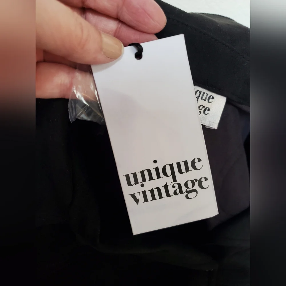 NWT Unique Vintage Black Faux Suede Tassle Fringe Cropped Jacket 1X / 16 - Picture 15 of 16